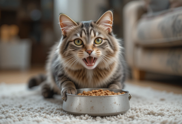 Senior cat enjoying the best cat food for senior cats to gain weight, looking healthy and active.