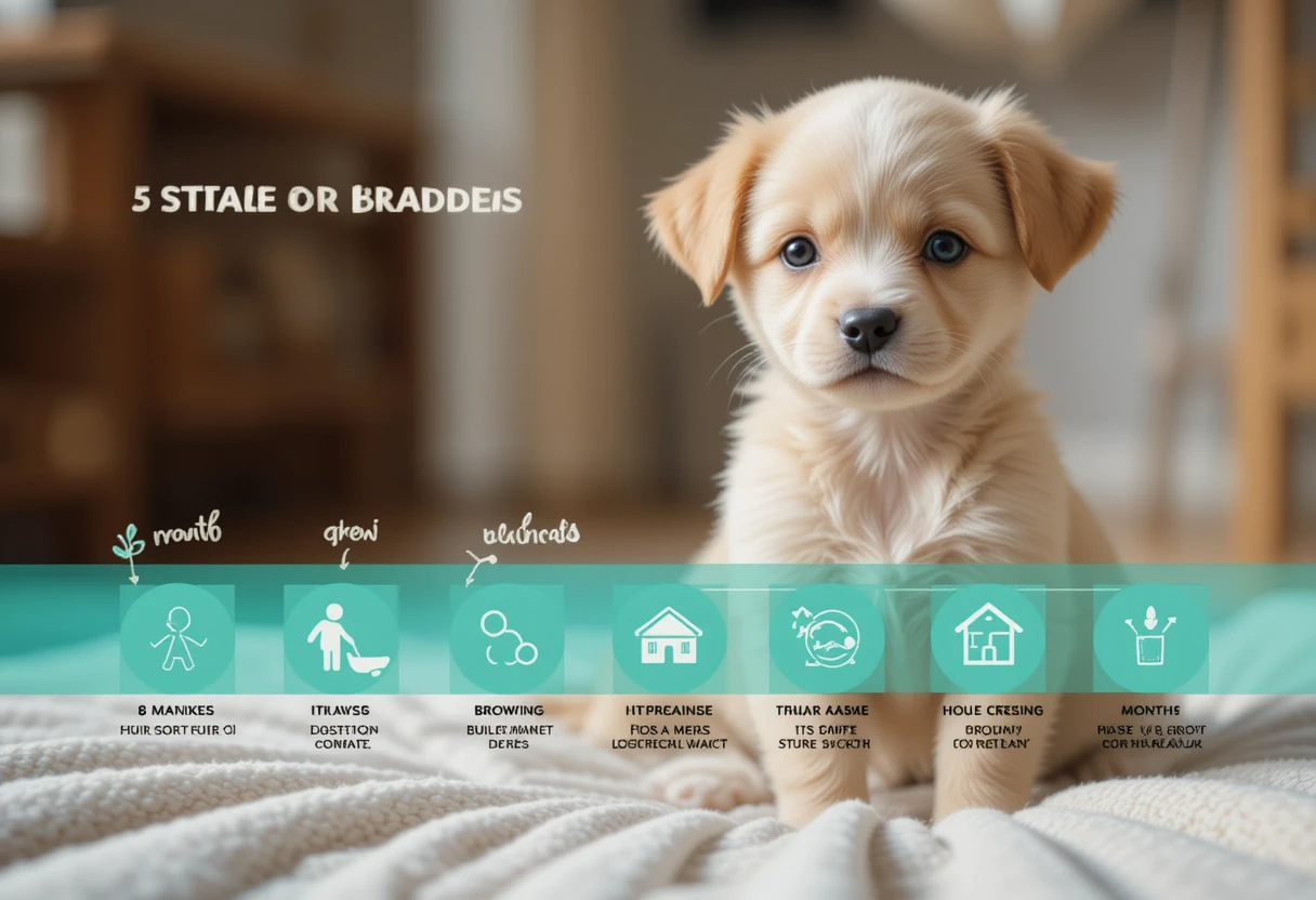Puppy bladder development timeline showing stages of excitement urination control from 8 weeks to 6 months for better puppy training