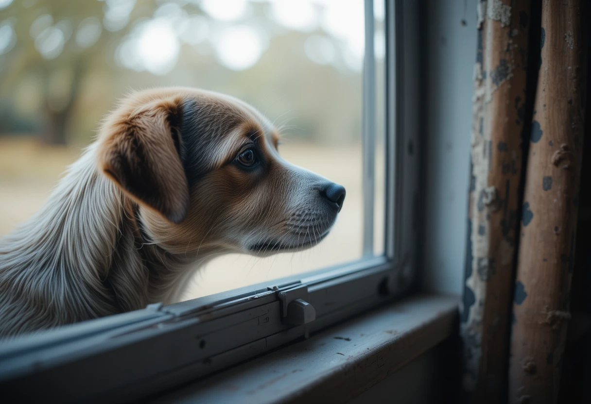 Why Does My Dog Follow Me Everywhere? Understanding Your Canine Shadow 5 An anxious dog looking out the window, showing signs of missing its owner.