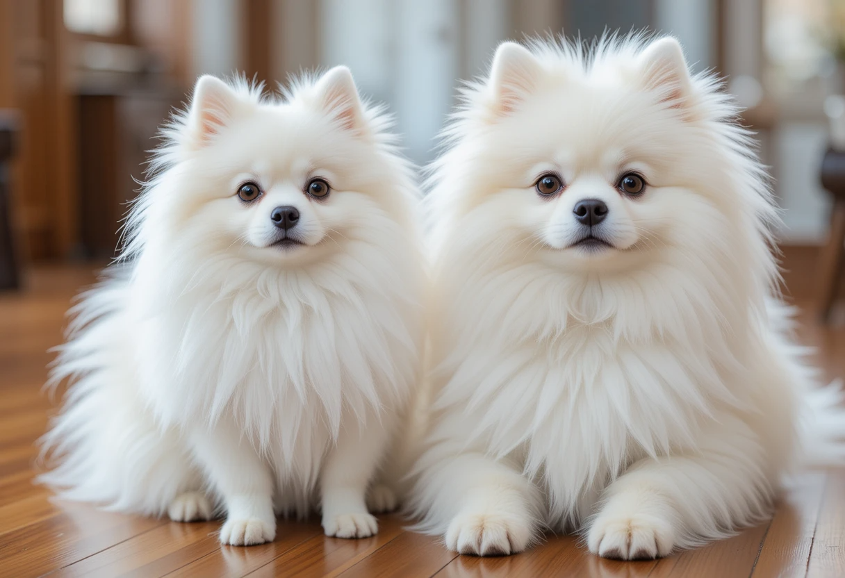 Top 10 Most Popular Japanese Dog Breeds Everyone Loves 4 Japanese Spitz and Japanese Chin indoor portrait showing fluffy white coat and elegant features