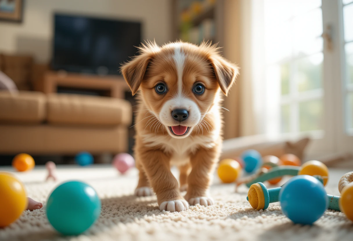 Puppy Schedule 8 Weeks Old – Free, Vet-Approved Daily Routine Inside 2 Curious 8-week-old puppy exploring its environment during critical development, highlighting the puppy schedule 8 weeks