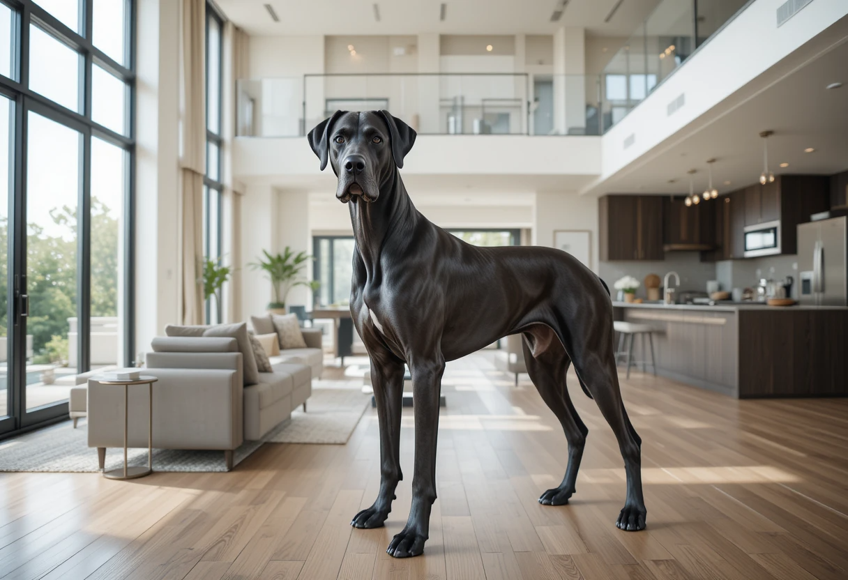Top 8 Best Big Dog Breeds For Apartments 2 Great Dane standing calmly in spacious apartment